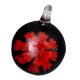 Flower Engraved Black Round Lampwork Glass Pendant for Gift - 1 Piece